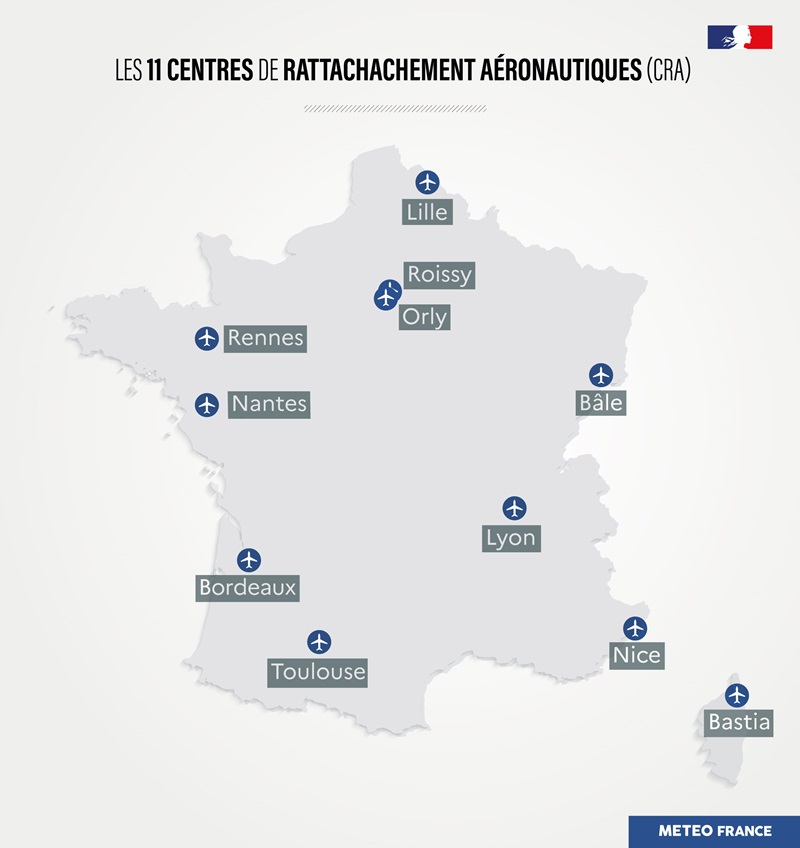 Les 11 CRA de Météo-France