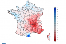 Anomalie du cumul des précipitations du 1er janvier au 23 avril 2020