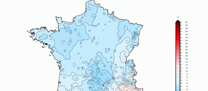 Température maximale en France le 5 novembre 1980 - © Météo-France