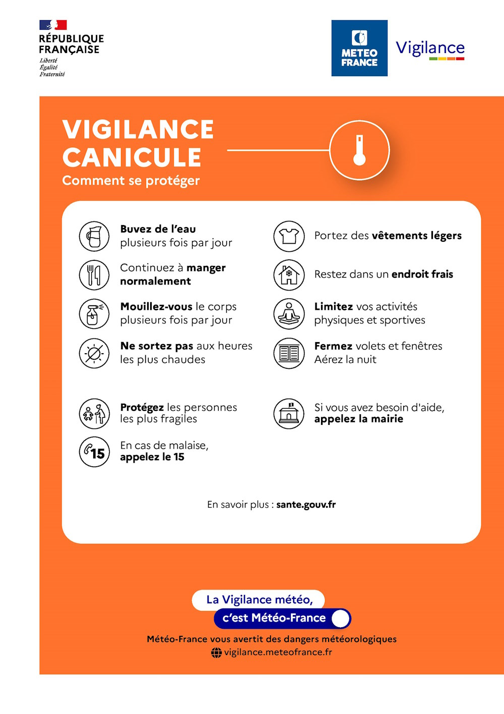 Conseils de comportements Vigilance orange canicule © Météo-France