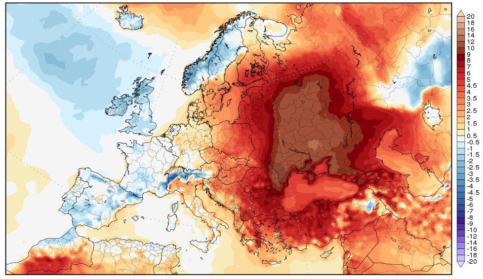 Anomalies température du 3 au 9 mars 2020. © @KarstenHaustein.