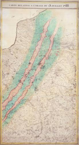 Carte de Buache : l'orage du 13 juillet 1788 .  © Archives nationales.