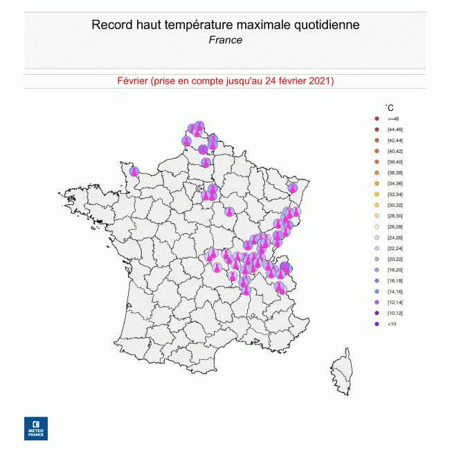 Records mensuels de température maximale élevée battus. © Météo-France.