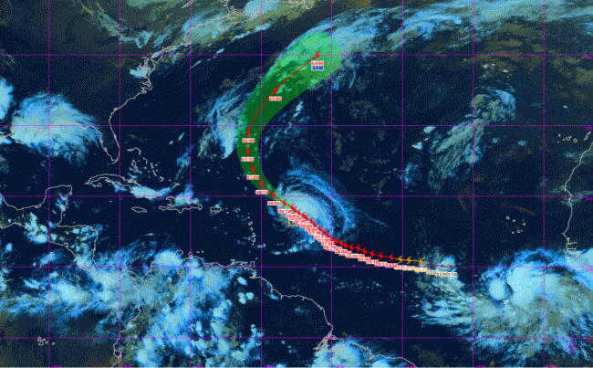 Trajectoire de Sam prévue ces prochains jours - © Météo-France