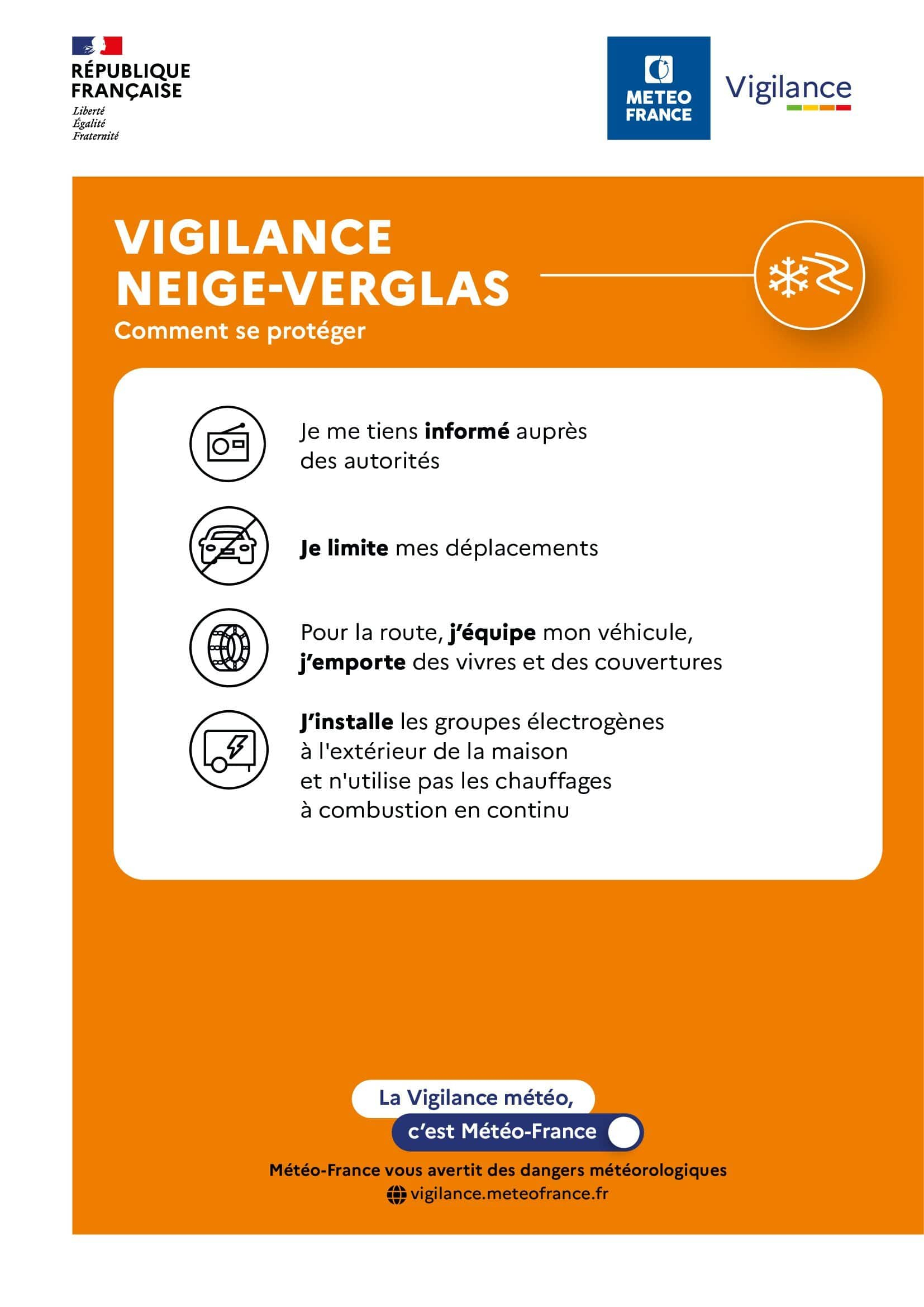 Conseils de comportement - Vigilance orange - Neige-verglas © Météo-France