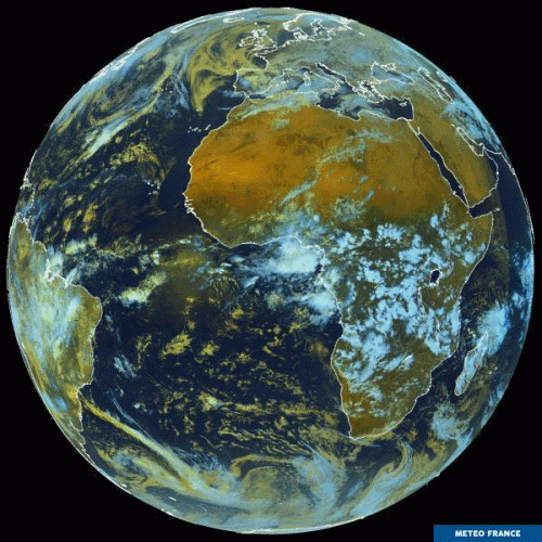 Composition colorée du globe vue par le satellite METEOSAT-11 le 19 mars 2021.